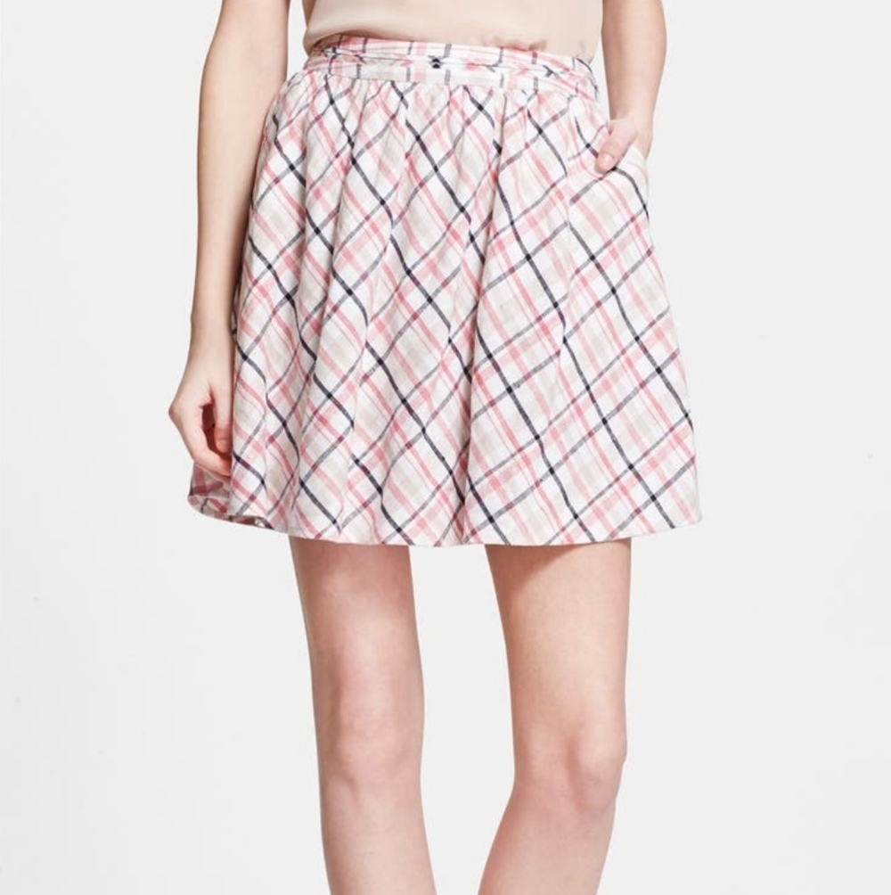 Joie XS Kaylea Plaid Linen Skirt